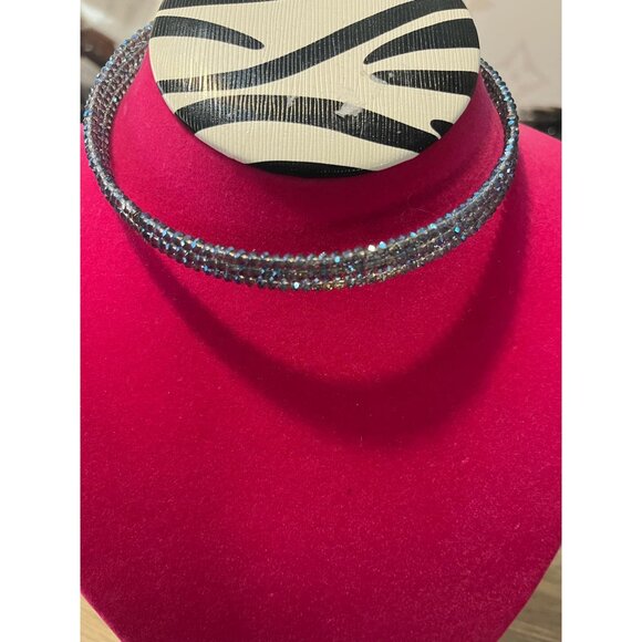 Ali Khan New York Multistrand Sea Blue Crystal Choker Necklace NWT - Picture 1 of 4